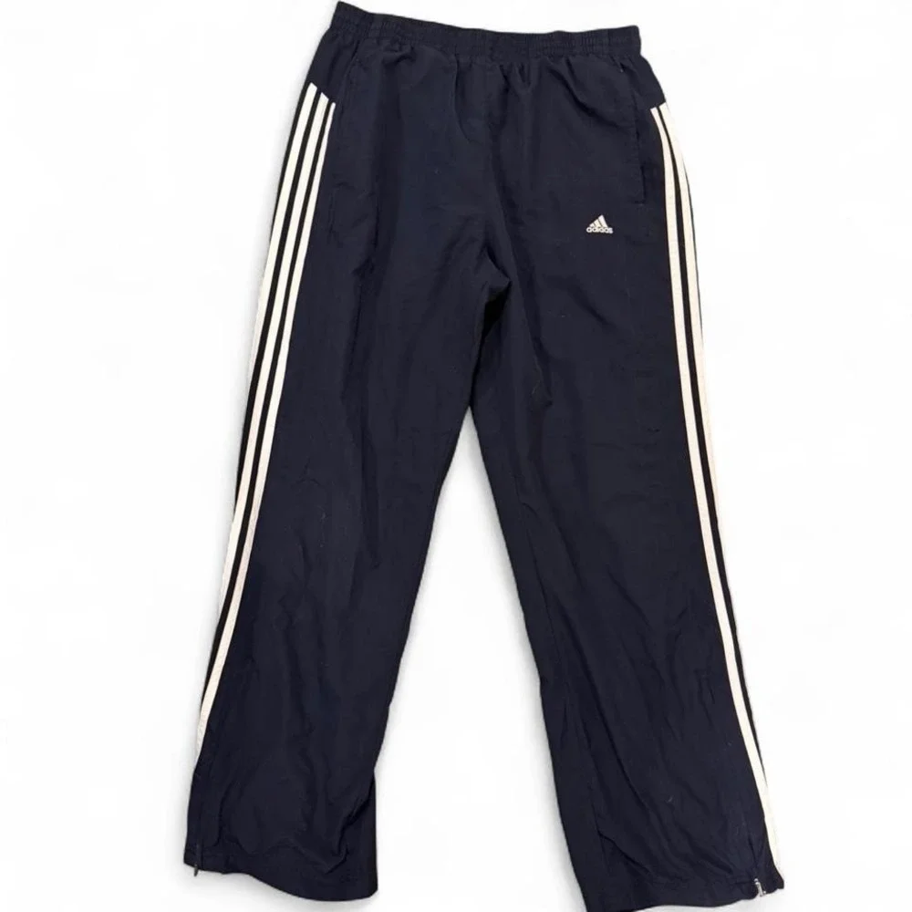 Adidas Vtg Clima365 Mens Track Pants Navy Blue 3 Stripe Mesh Lined AZF001 Size L